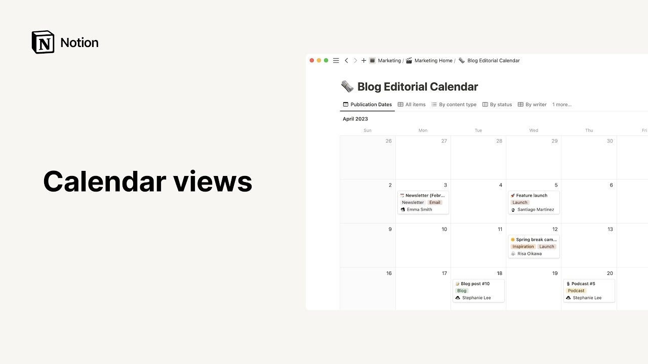 I Bases de datos con vista de calendario