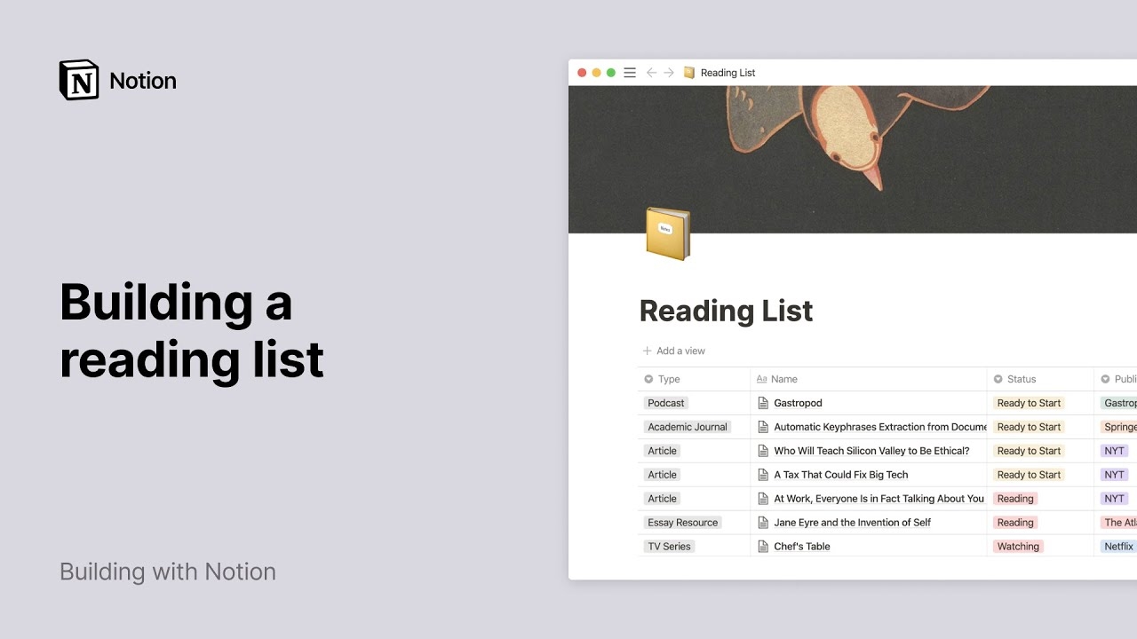 Crear una lista de lectura en Notion