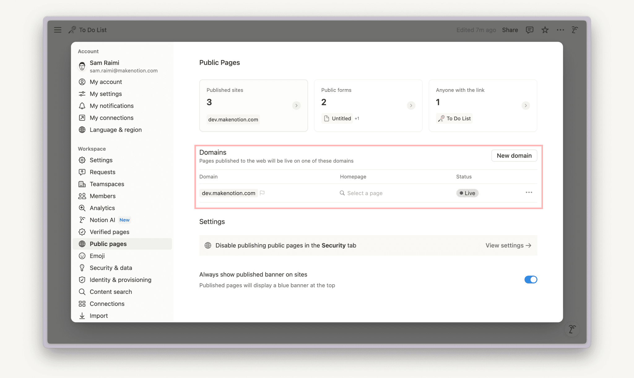 HC: Domains verwalten