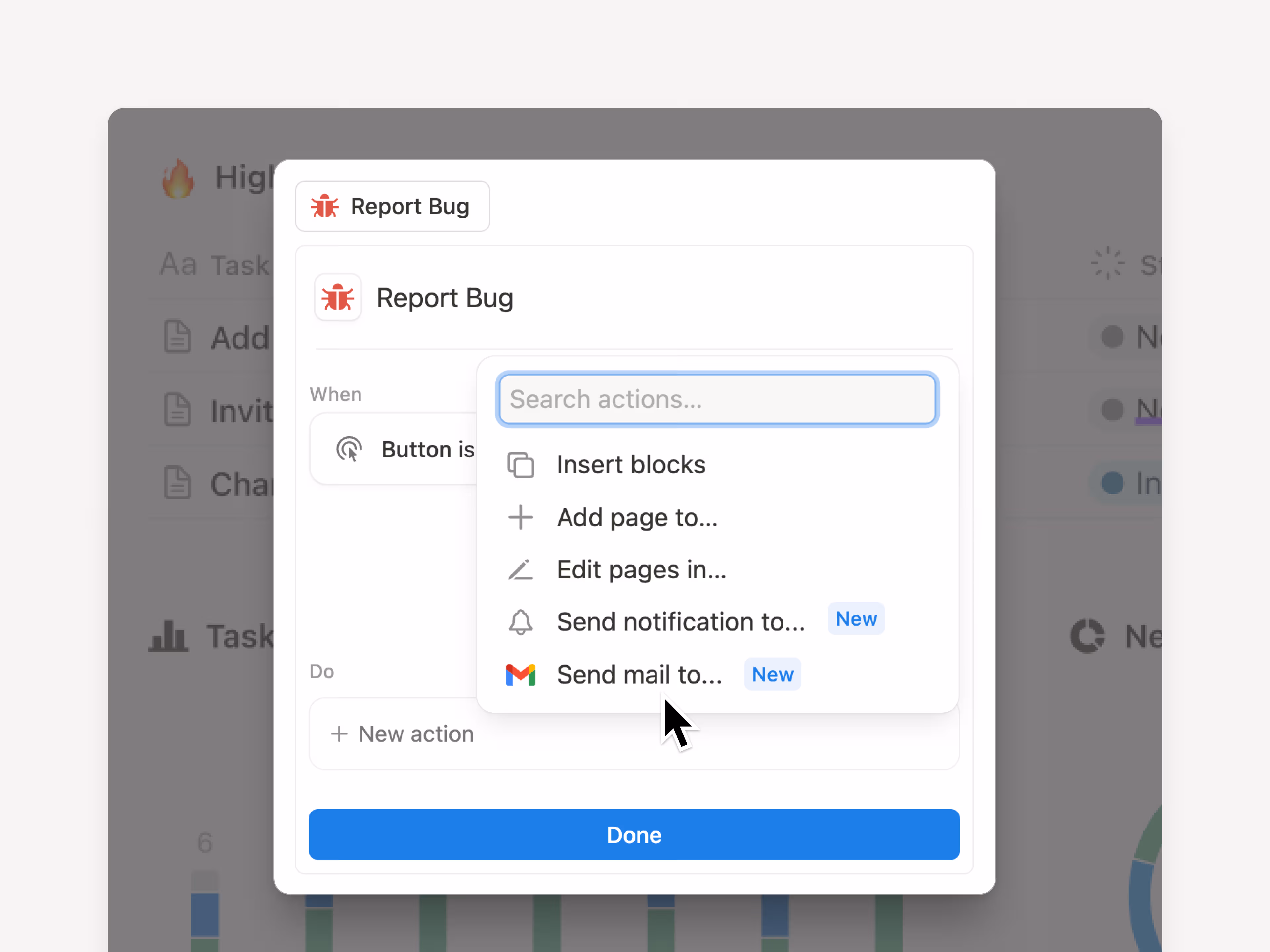 새 버튼 알림(앱 내, Gmail)