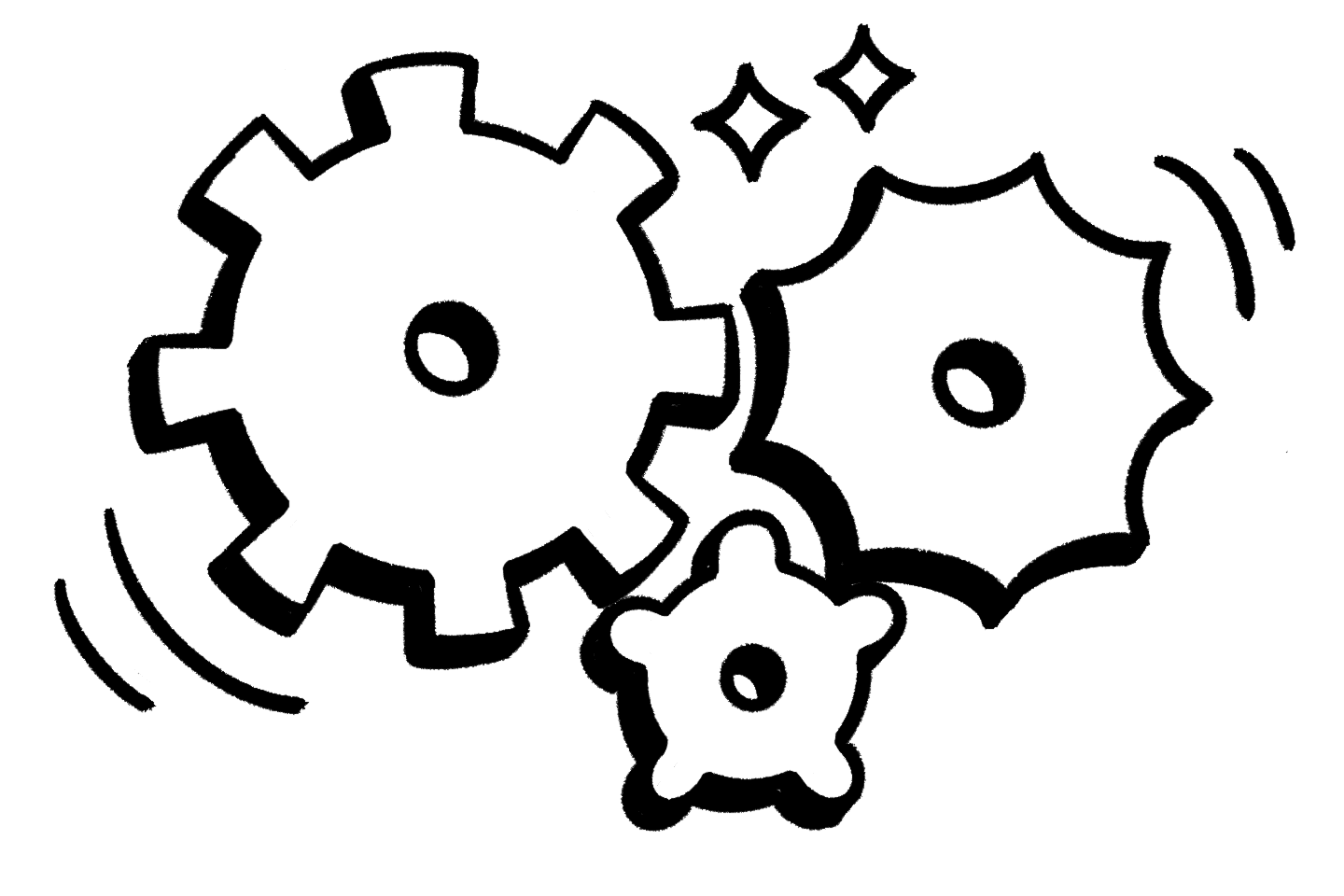 보조 일러스트: 기어(흑백)