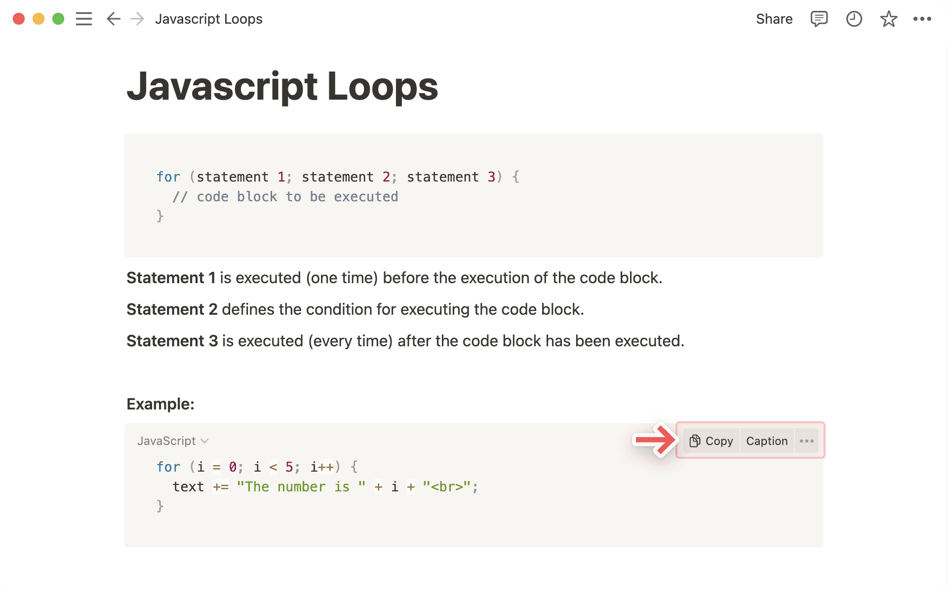 Copier et légender du code
