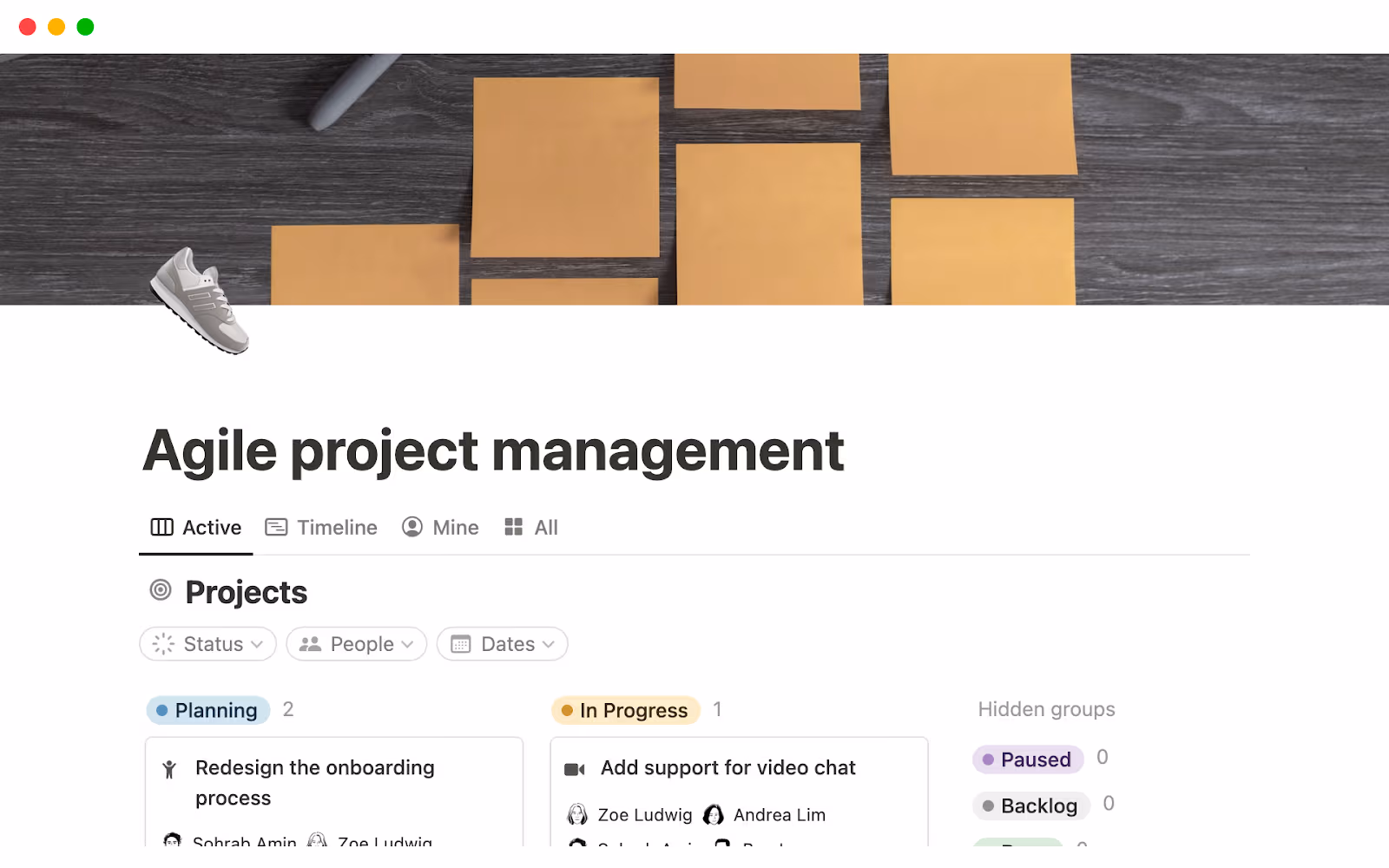 Agile project management template