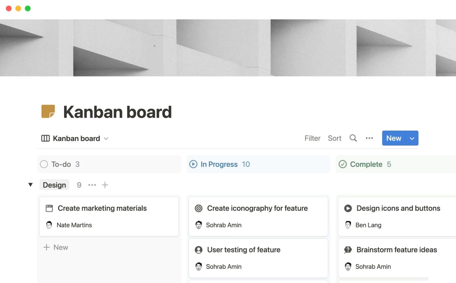 Kanban board template