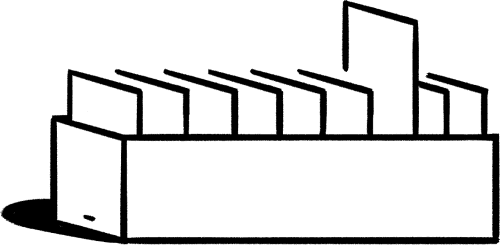 箱から覗くファイルのイラスト