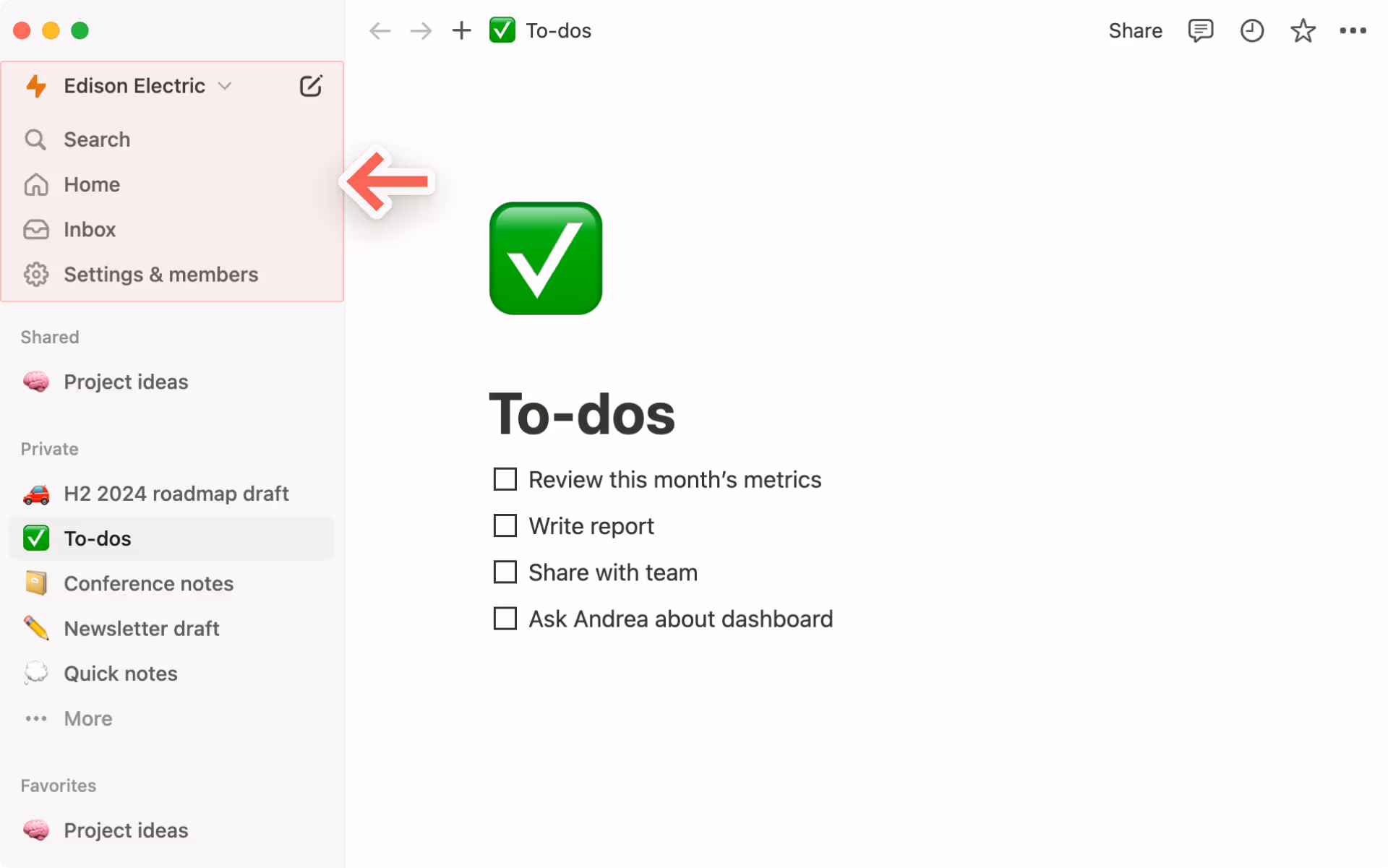 hc: Bedienfeld der Seitenleiste
