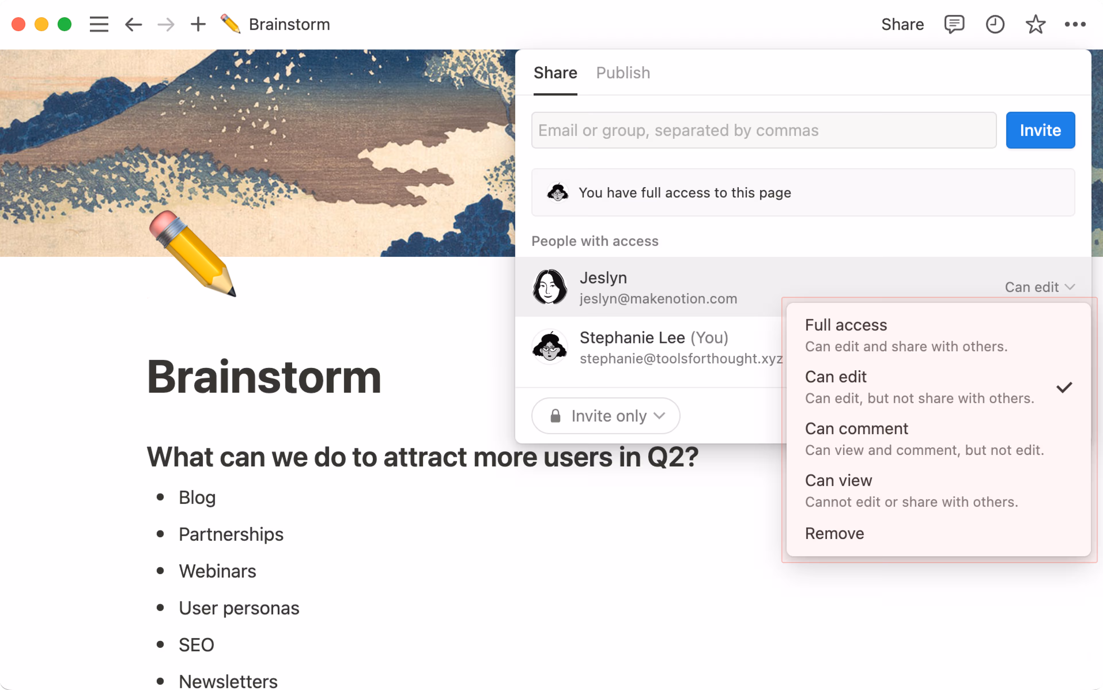 Uso compartido y permisos - Editar permisos