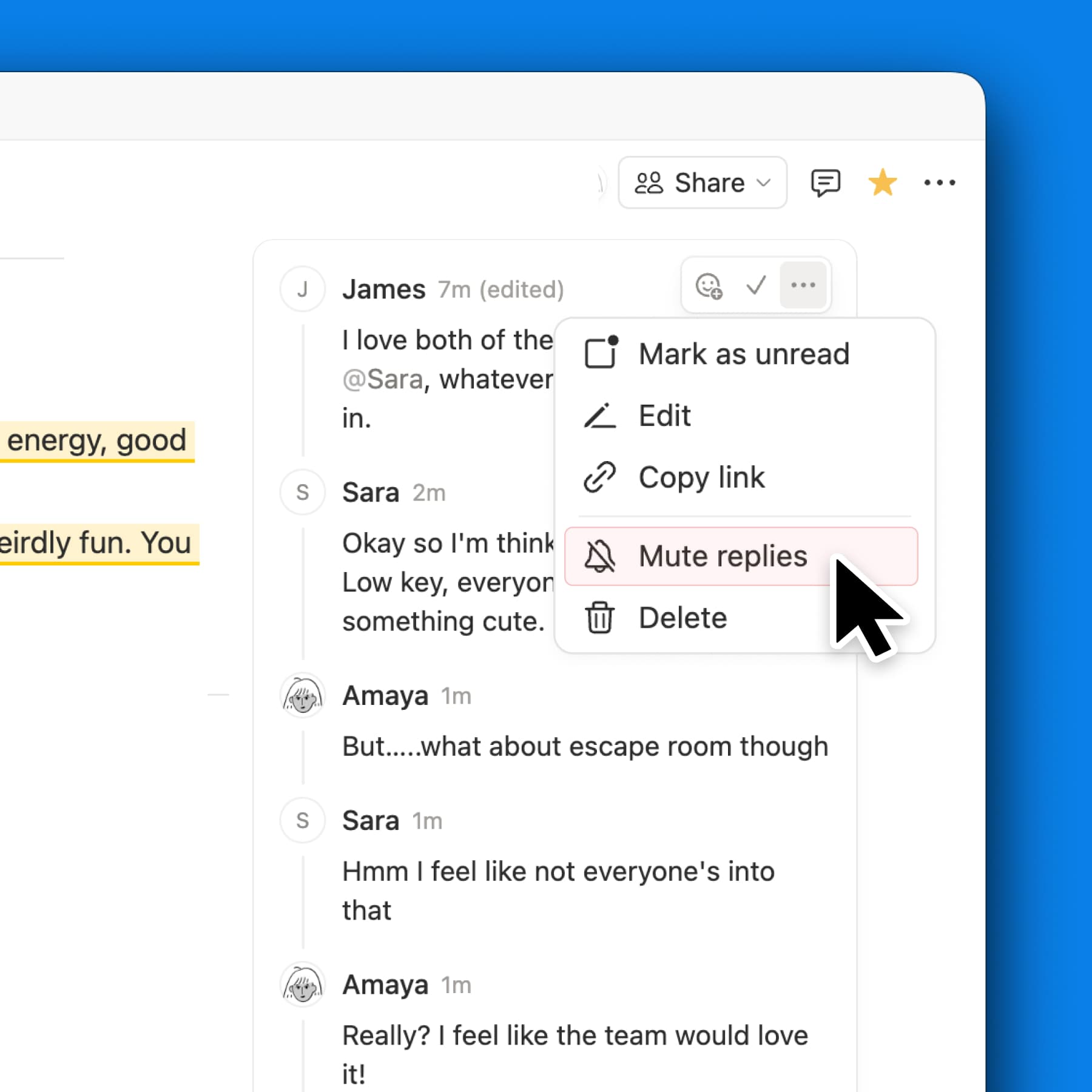 ปิดแจ้งเตือนการตอบกลับในการสนทนา