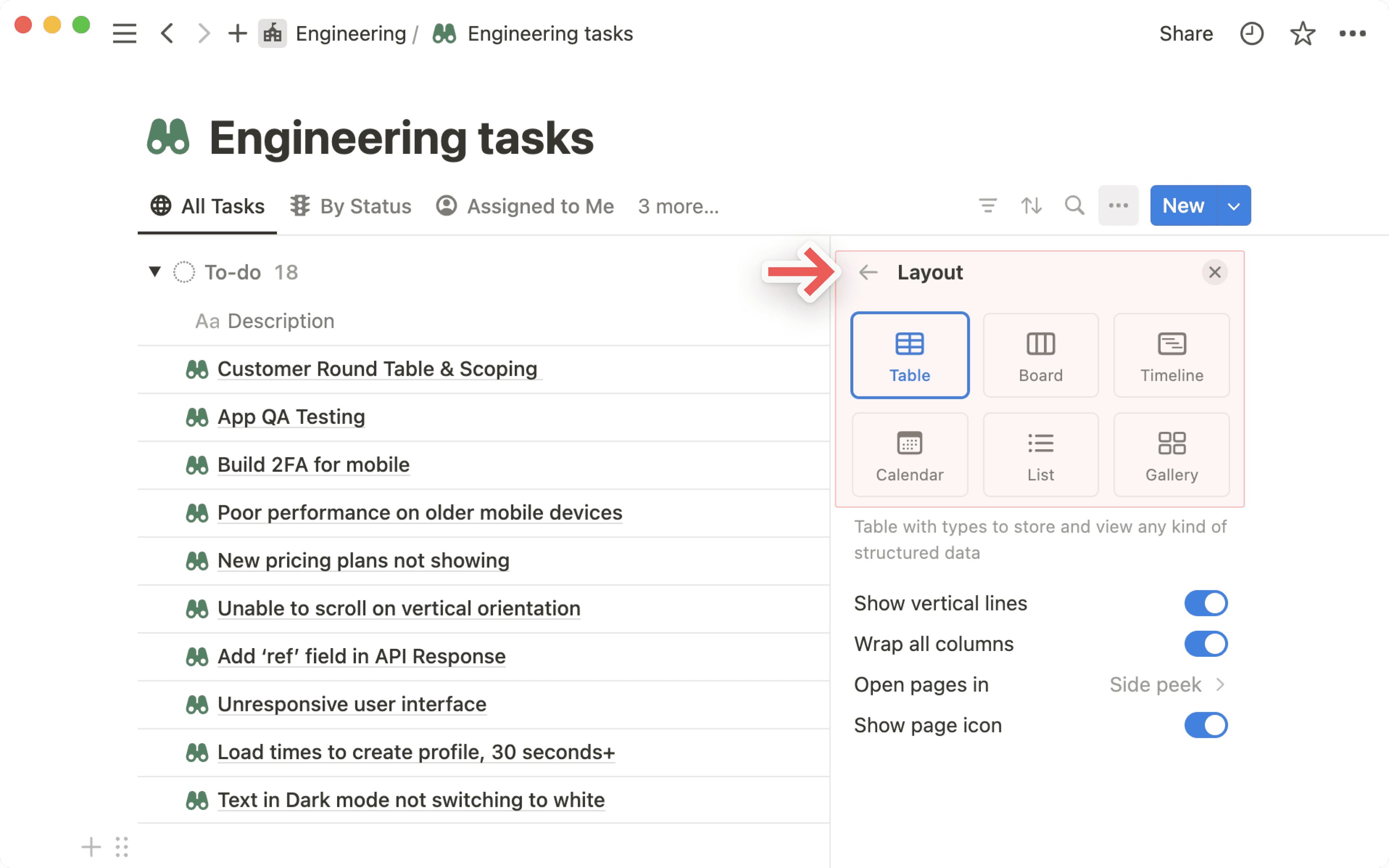 Disposition des vues