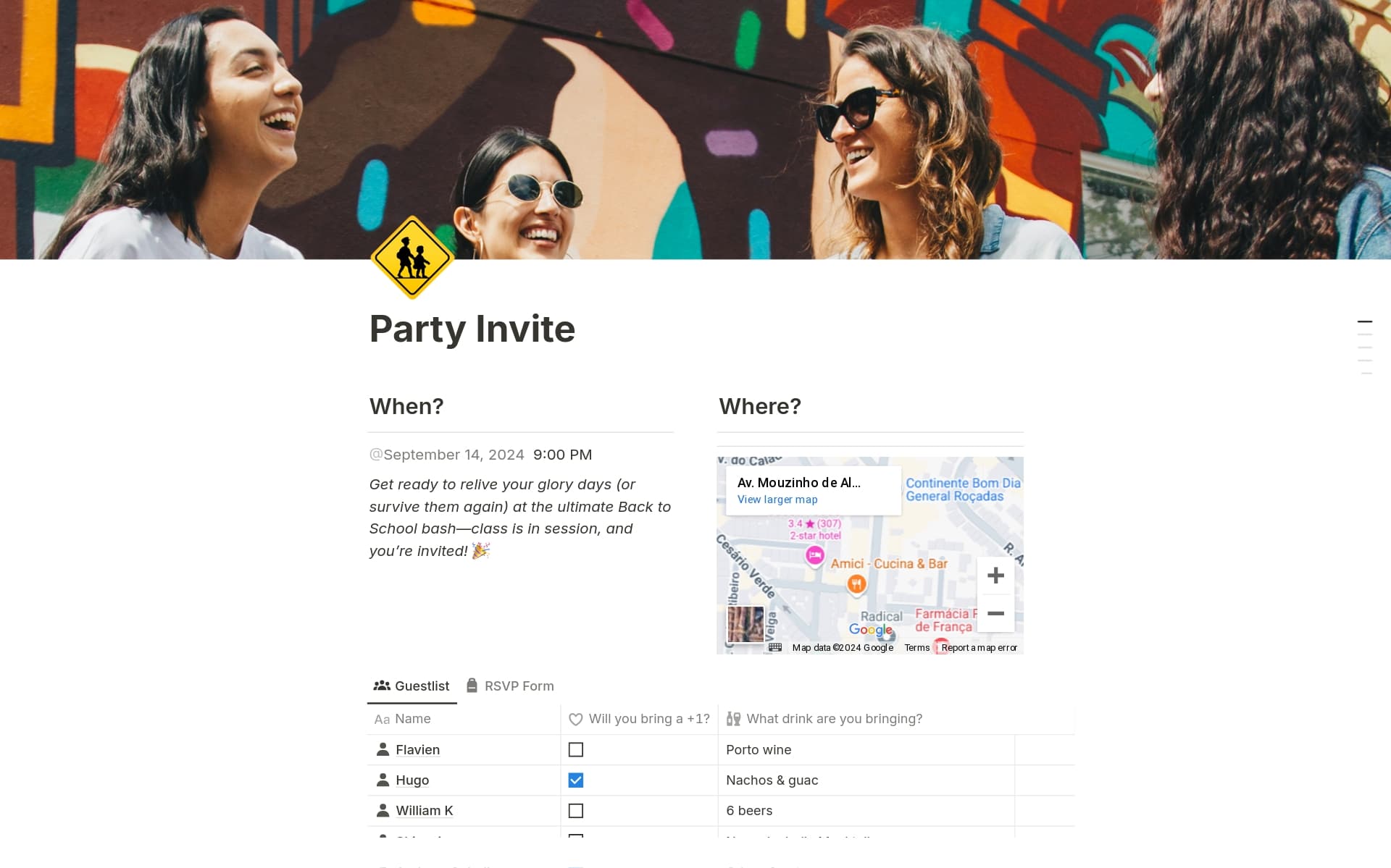 Vista previa de plantilla para Party invite with RSVP